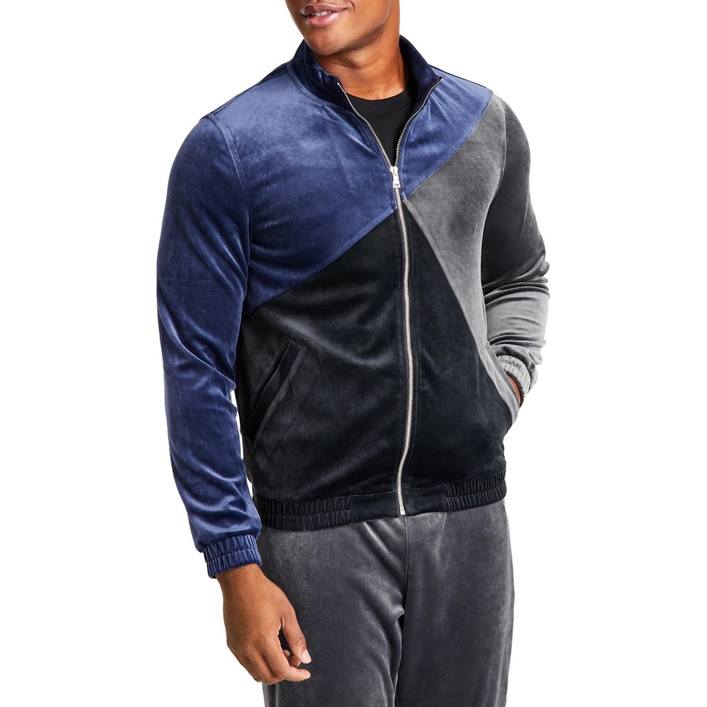 INC International Concepts Mens Velour‎ Color-block Track Jacket Size XS